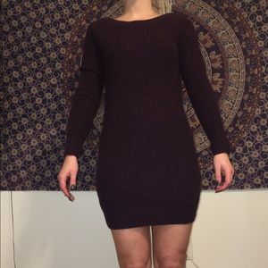 Purple long sleeve sweater dress